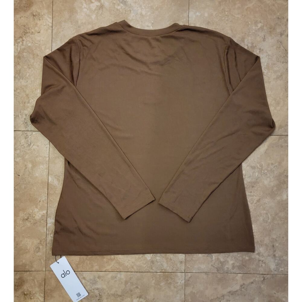 Alo Yoga XL Brown 2pc Long Sleeve Drawstring Pant Knit Lounge Athleisure Set New - Picture 2 of 7